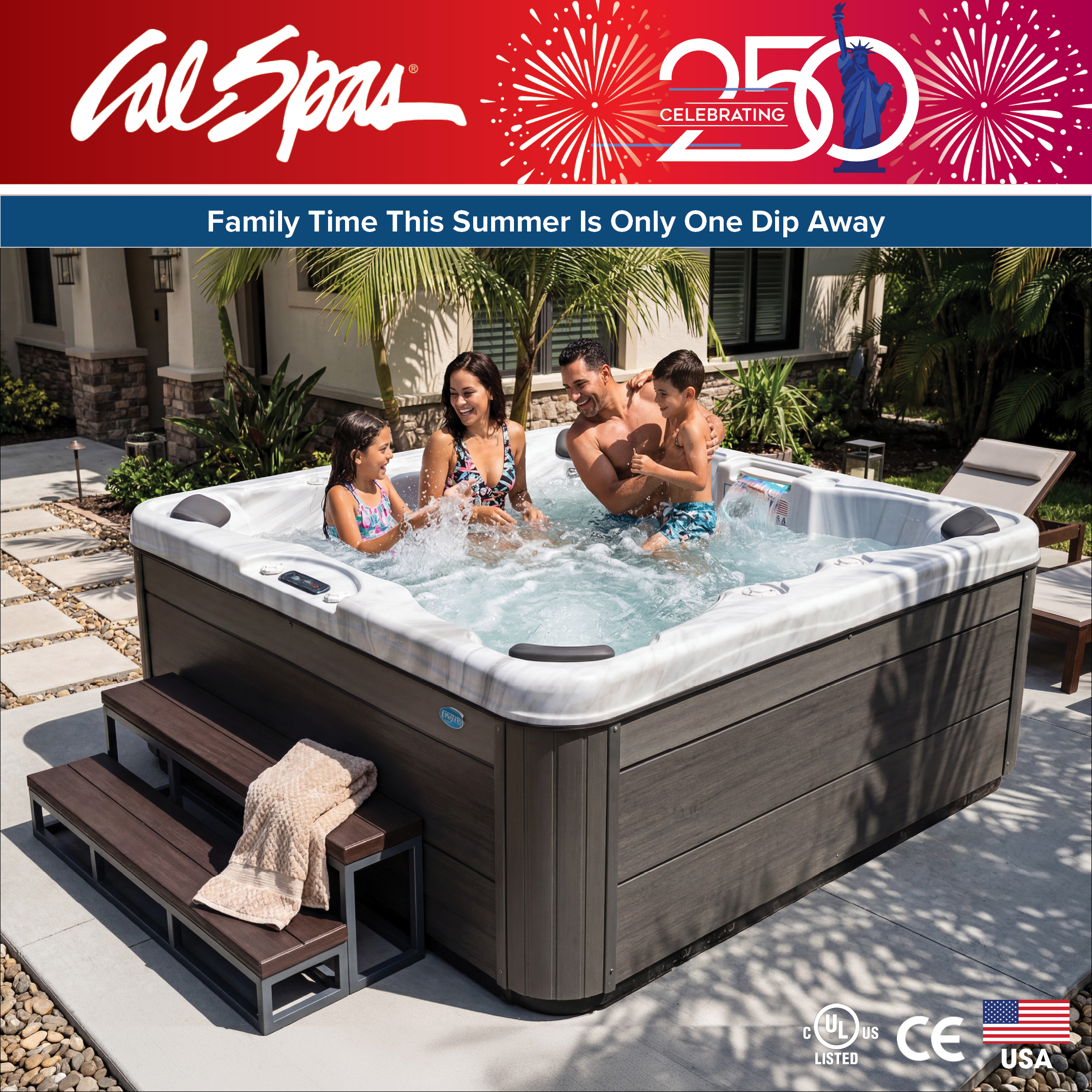 Calspas hot tub being used in a family setting - Spearfish